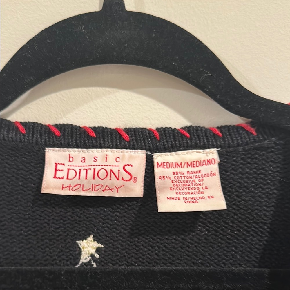 Vintage Basic Editions Black Holiday Cardigan - image 2